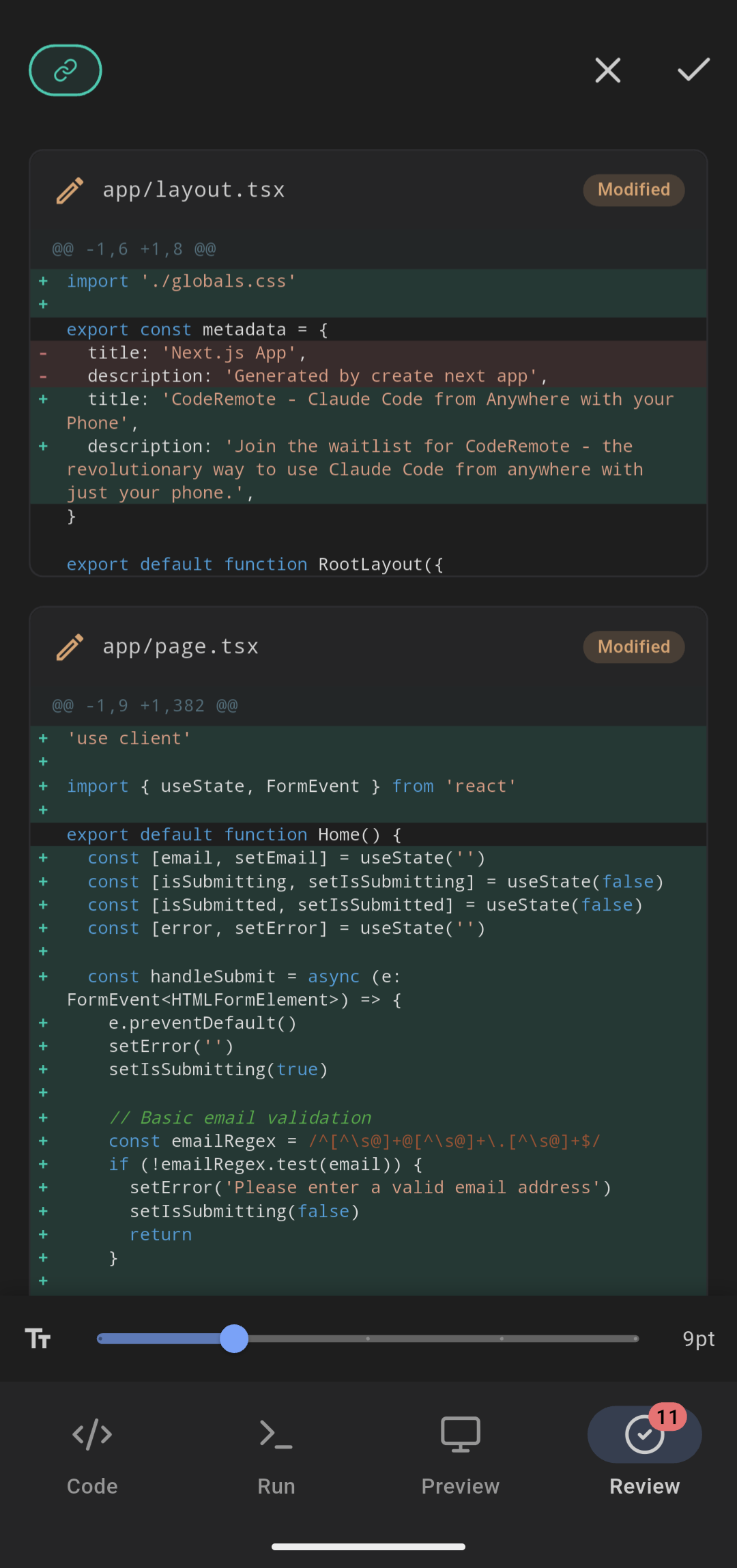 CodeRemote Review Changes